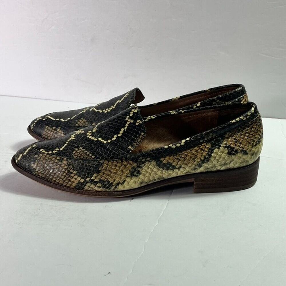 Madewell Shoes Womens 9 Brown Frances Loafer in Snake Print Embossed Leather